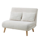 Oikiture Lounge Sofa Bed Sherpa Fabric Double Seat White