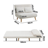 Oikiture Lounge Sofa Bed Sherpa Fabric Double Seat White