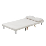 Oikiture Lounge Sofa Bed Sherpa Fabric Double Seat White - 45-Degree Angle