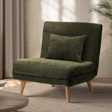 Oikiture Lounge Sofa Bed Polyester Single Seat Green - Front View