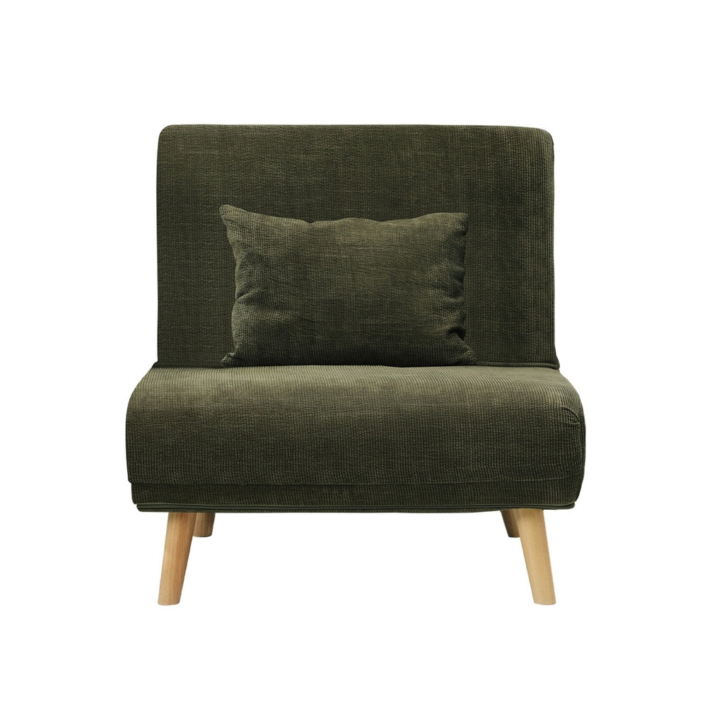 Oikiture Lounge Sofa Bed Polyester Single Seat Green