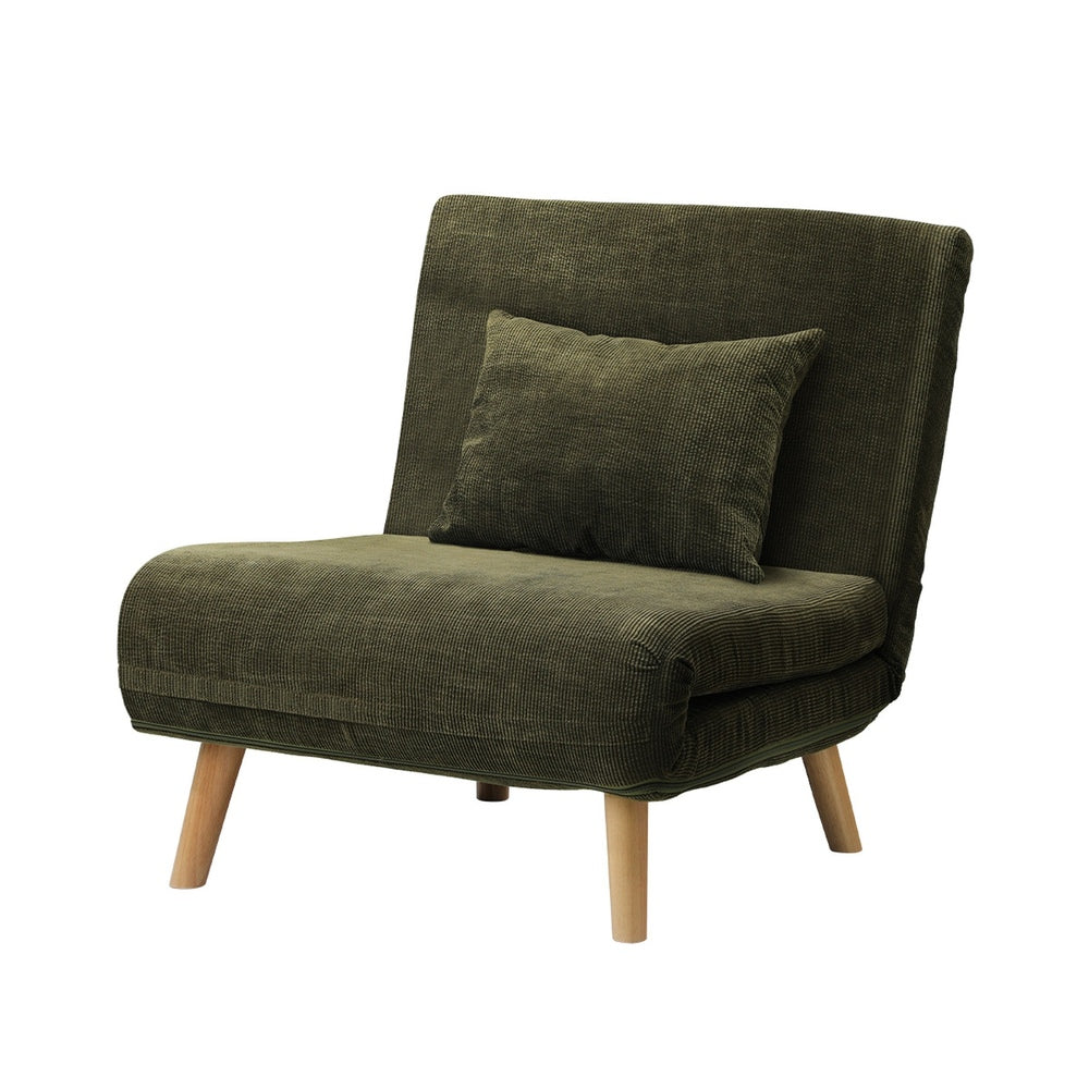 Oikiture Lounge Sofa Bed Polyester Single Seat Green