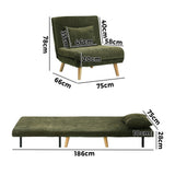 Oikiture Lounge Sofa Bed Polyester Single Seat Green