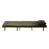 Oikiture Lounge Sofa Bed Polyester Single Seat Green - Close-Up Angle