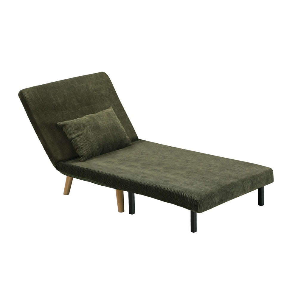Oikiture Lounge Sofa Bed Polyester Single Seat Green