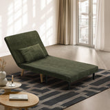 Oikiture Lounge Sofa Bed Polyester Single Seat Green - Side View