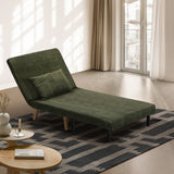 Oikiture Lounge Sofa Bed Polyester Single Seat Green - 45-Degree Angle