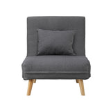 Oikiture Lounge Sofa Bed Linen Fabric Single Seat Grey