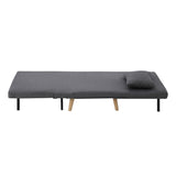 Oikiture Lounge Sofa Bed Linen Fabric Single Seat Grey - Rear View