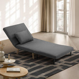 Oikiture Lounge Sofa Bed Linen Fabric Single Seat Grey - Top-Down View