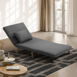 Oikiture Lounge Sofa Bed Linen Fabric Single Seat Grey - Low Angle
