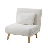 Oikiture Lounge Sofa Bed Sherpa Fabric Single Seat White - Top-Down View