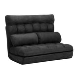 Oikiture Lounge Sofa Bed Floor Recliner 2 seater Folding Charcoal