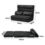 Oikiture Lounge Sofa Bed Floor Recliner 2 seater Folding Charcoal