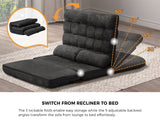 Oikiture Lounge Sofa Bed Floor Recliner 2 seater Folding Charcoal - Low Angle