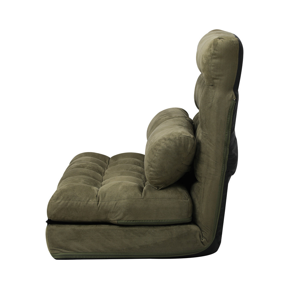 Oikiture Lounge Sofa Bed Floor Recliner 2 seater Folding Green