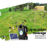 Giantz Fence Energiser 20KM Solar Powered 1.2J Electric - Rear View