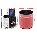 Giantz Fence Energiser 3KM Solar Powered Electric 1200M Poly Tape - Front View