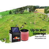 Giantz Fence Energiser 3KM Solar Powered Electric 1200M Poly Tape - Top-Down View