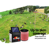 Giantz Fence Energiser 5KM Solar Powered Electric 1200M Poly Tape - Top-Down View