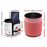 Giantz Fence Energiser 8KM Solar Powered Electric 1200M Poly Tape - Front View
