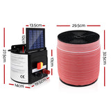 Giantz Fence Energiser 3KM Solar Powered Electric 2000M Poly Tape - Front View