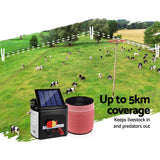 Giantz Fence Energiser 5KM Solar Powered Electric 2000M Poly Tape - Top-Down View