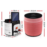 Giantz Fence Energiser 8KM Solar Powered Electric 2000M Poly Tape - Front View