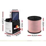 Giantz Fence Energiser 5KM Solar Powered Electric 400M Poly Tape Insulator - Front View