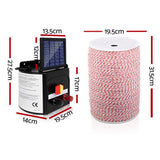 Giantz Fence Energiser 5KM Solar Powered Electric 2KM Poly Wire - Front View