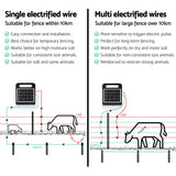 Giantz 10km Electric Fence Energiser Solar Energizer Charger Farm Animal 0.3J - Rear View