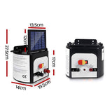 Giantz Fence Energiser 8KM Solar Powered 0.3J Electric Fencing Charger - Front View