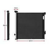 Keezi Retractable Gate Baby Gate Pet Safety Fence Extends up to 140cm Black - Front View