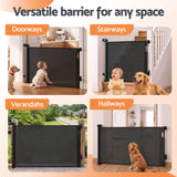 Keezi Retractable Gate Baby Gate Pet Safety Fence Extends up to 140cm Black - Close-Up Angle