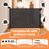 Keezi Retractable Gate Baby Gate Pet Safety Fence Extends up to 140cm Black - Low Angle