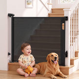 Keezi Retractable Gate Baby Gate Pet Safety Fence Extends up to 140cm Black - Extra Image