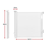 Keezi Retractable Gate Baby Gate Pet Safety Fence Extends up to 140cm White - Front View