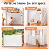 Keezi Retractable Gate Baby Gate Pet Safety Fence Extends up to 140cm White - Close-Up Angle