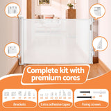 Keezi Retractable Gate Baby Gate Pet Safety Fence Extends up to 140cm White - Low Angle