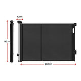 Keezi Retractable Gate Baby Gate Pet Safety Fence Extends up to 400cm Black - Front View