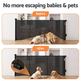 Keezi Retractable Gate Baby Gate Pet Safety Fence Extends up to 400cm Black - Top-Down View