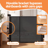 Keezi Retractable Gate Baby Gate Pet Safety Fence Extends up to 400cm Black - 45-Degree Angle