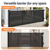 Keezi Retractable Gate Baby Gate Pet Safety Fence Extends up to 400cm Black - Low Angle