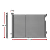 Keezi Retractable Gate Baby Gate Pet Safety Fence Extends up to 400cm Grey - Front View