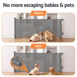 Keezi Retractable Gate Baby Gate Pet Safety Fence Extends up to 400cm Grey - Top-Down View