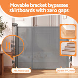 Keezi Retractable Gate Baby Gate Pet Safety Fence Extends up to 400cm Grey - 45-Degree Angle