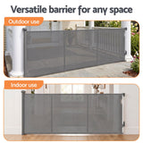 Keezi Retractable Gate Baby Gate Pet Safety Fence Extends up to 400cm Grey - Low Angle