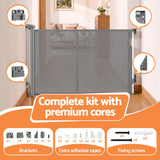 Keezi Retractable Gate Baby Gate Pet Safety Fence Extends up to 400cm Grey - Extra Image