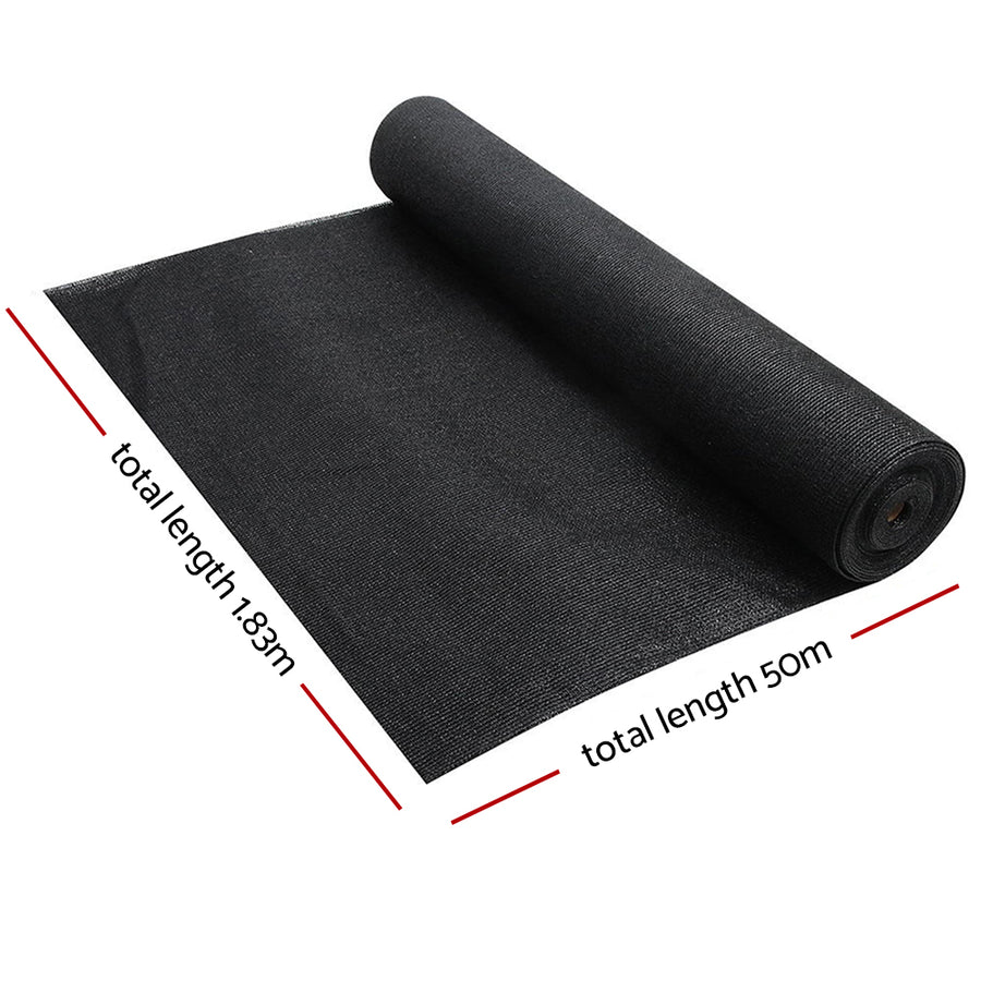 Instahut 50% Shade Cloth 1.83x50m Shadecloth Sail Heavy Duty Black, image 2