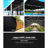 Instahut 70% Shade Cloth 1.83x50m Shade Cloth Sail Heavy Duty Shadecloth Garden Mesh Roll BK - Top-Down View